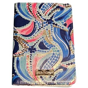 Lilly Pulitzer Starfish Passport Cover Blue Pink Gold Follow The Sun Travel Case